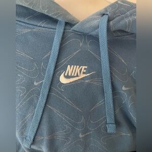 Nike Men's Sportswear Club All Over Print Light Blue Hoodie - Size Large
